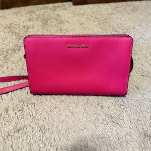 Michael Kors Pink Saffiano Leather Crossbody Bag